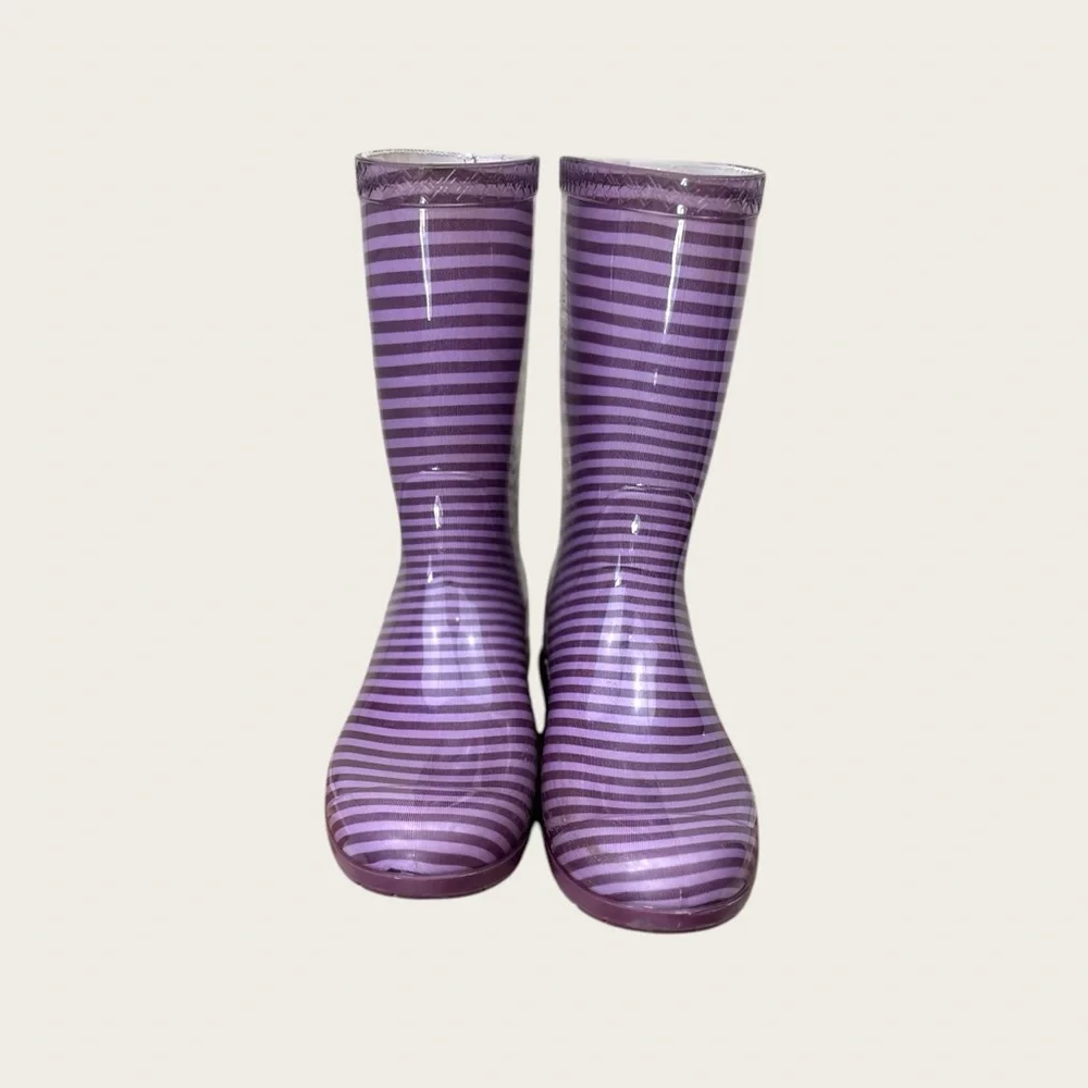UGG size 6 Raana purple and black striped‎ Rain boots